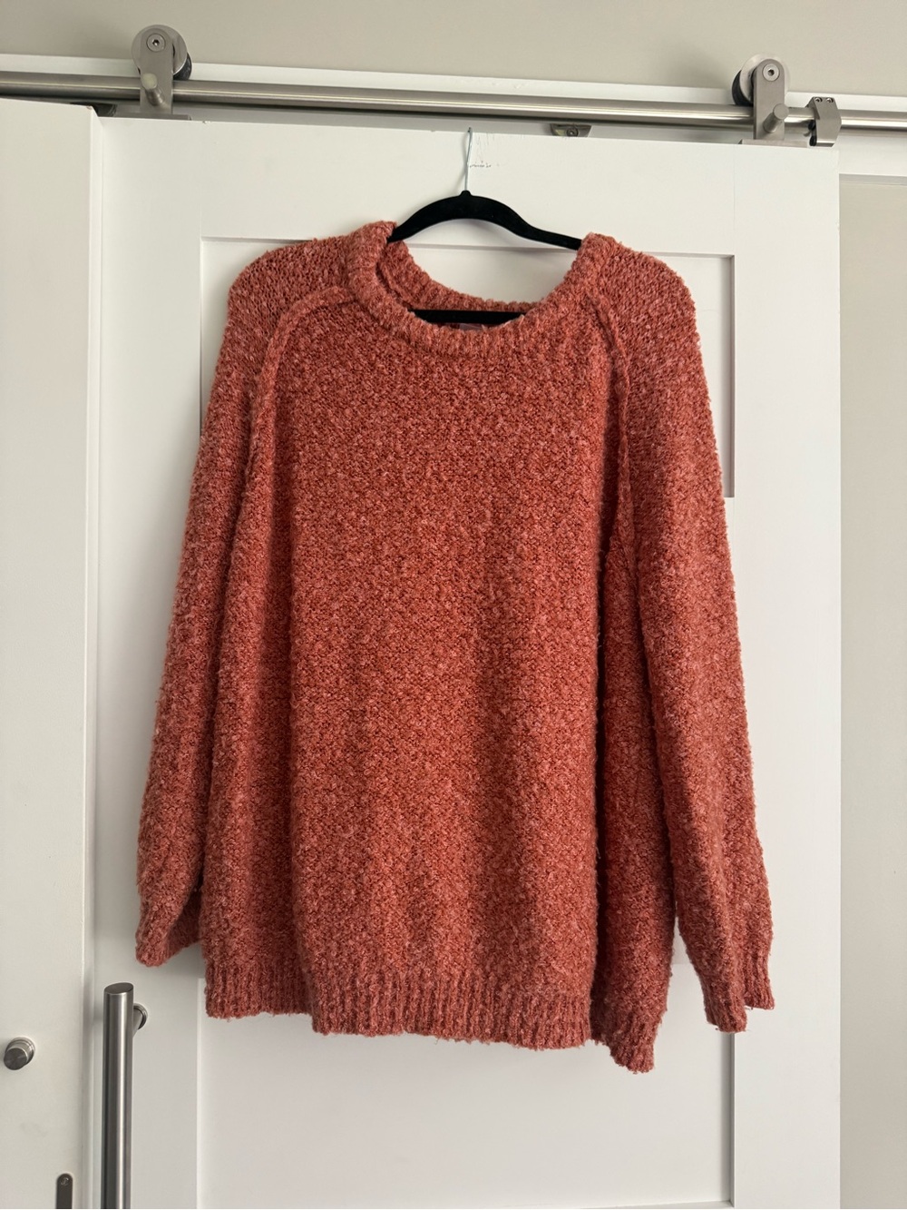 Pink lily - Cozy Textured Crewneck Sweater - Rust